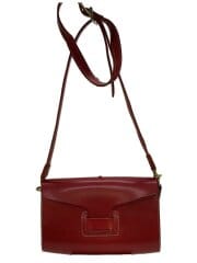 ショルダーバッグ/レザー/RED/無地/小傷有/汚れ有