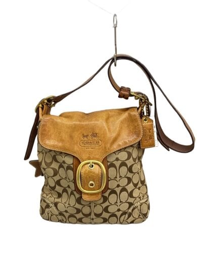 商品画像：フラップショルダー_シグネチャー_ブラウンレザー/BRW/総柄/使用感有 1