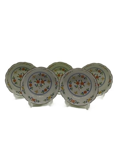 商品画像：皿/5点セット/WHT/草花紋/煮物鉢 1