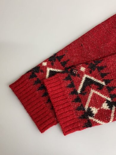 商品画像：カーディガン(厚手)/M/アルパカ/RED/RAD-14AW-KNIT003/袖数ヶ所穴あき有 5