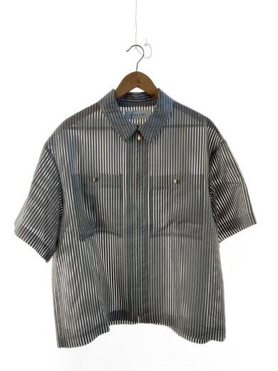 商品画像：半袖シャツ/1/レーヨン/GRY/ストライプ/24-SS-057 1