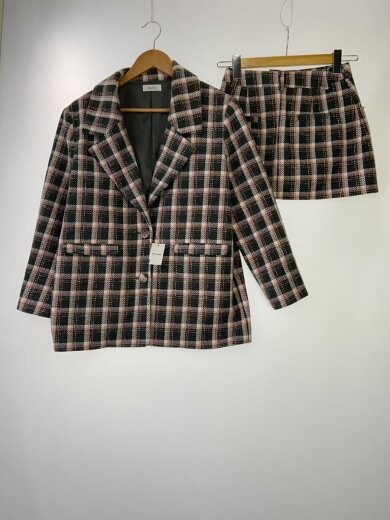 商品画像：チェックツイードセットアップ/上:FREE 下:S/ポリエステル/GRY/チェック 1