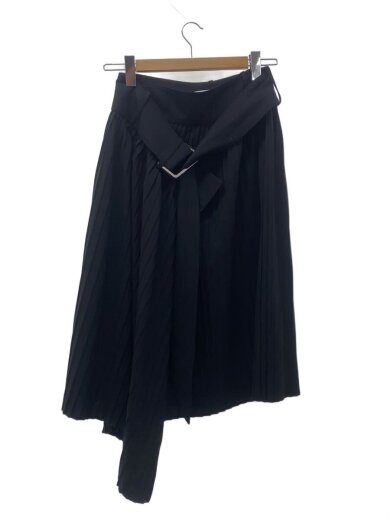 商品画像：スカート/--/ウール/BLK/ウールブレンドベルトディティールスカート 1