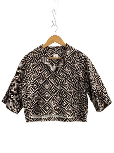 商品画像：半袖シャツ/--/コットン/BLK/総柄// 1