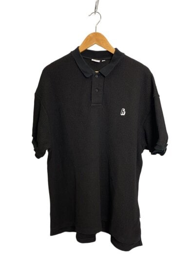 商品画像：WAFFLE POLO SHIRT/L/コットン/BLK/無地 1