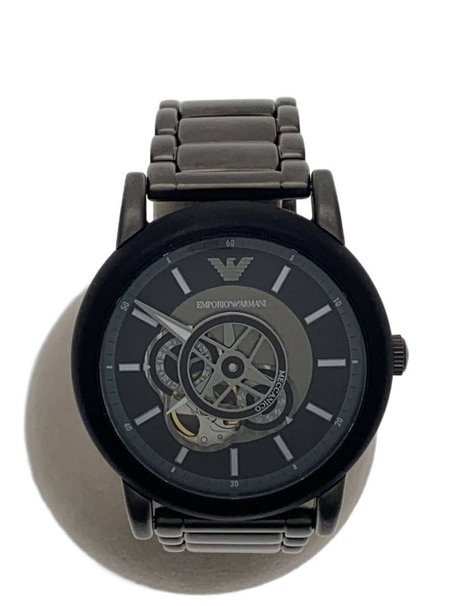 EMPORIO ARMANI / 自動巻腕時計/アナログ/ステンレス/BLK/BLK/AR-60010/20250905日差+2