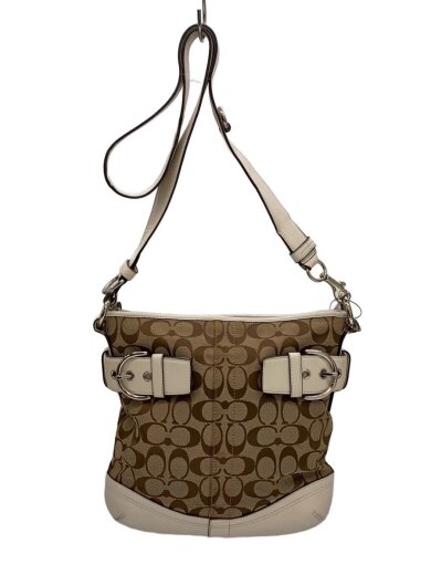 商品画像：ショルダーバッグ_シグネチャー_ホワイトレザー/キャンバス/WHT/総柄 1