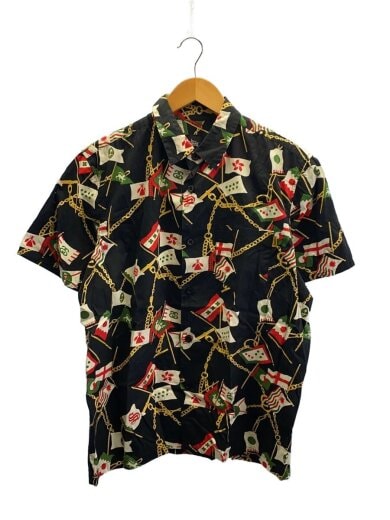 商品画像：半袖シャツ/L/コットン/BLK/総柄 1