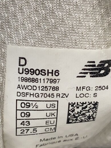 商品画像：ローカットスニーカー/27.5cm/グリーン/U990SH6 5