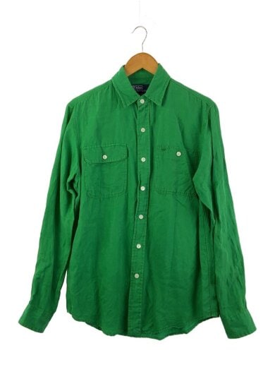 商品画像：長袖シャツ/--/リネン/GRN/無地 1
