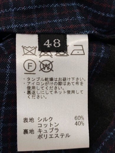 商品画像：テーラードジャケット/48/シルク/NVY/チェック/63-07-31-07502// 4