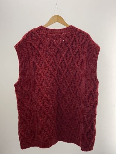 商品画像：ニットベスト(厚手)/FREE/ウール/RED/無地/01224-1001 2