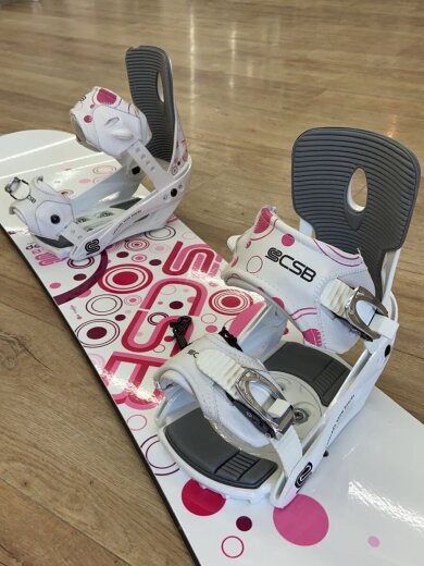 商品画像：スノーボード板/145cm/シーエスビー/CSB/白/ホワイト/ピンク/バインディング付 3