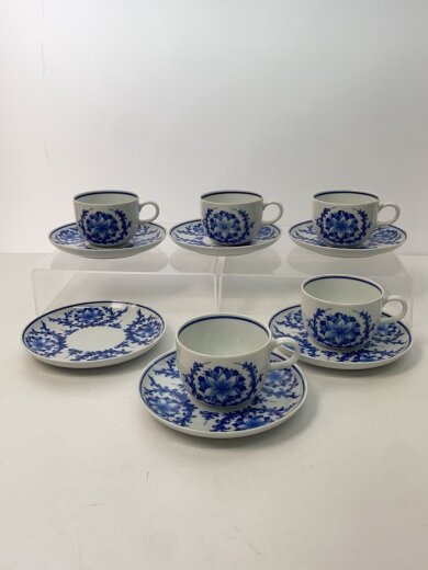 商品画像：カップ&ソーサー/6点セット/ノリタケ/ブルー/花柄/カップ欠品 1