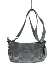 デミ・クロスボディ_シグネチャー_ストライプ_シルバーレザー/キャンバス/GRY