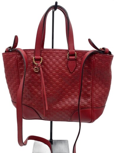 商品画像：マイクログッチシマ/ショルダーバッグ/レザー/RED/総柄/449241 1