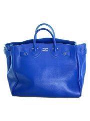 トートバッグ/レザー/BLU/無地/EMBOSSED LEATHER BELTED TOTE