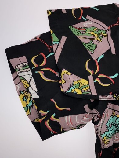 商品画像：アロハシャツ/XL/レーヨン/BLK/総柄/SS38036 6