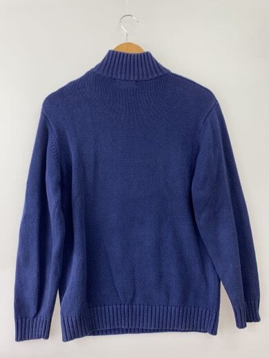 商品画像：ニット・セーター(厚手)/L/コットン/NVY/無地/ハーフジップ/ハイネック 2