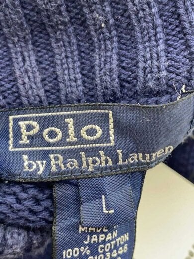 商品画像：ニット・セーター(厚手)/L/コットン/NVY/無地/ハーフジップ/ハイネック 3