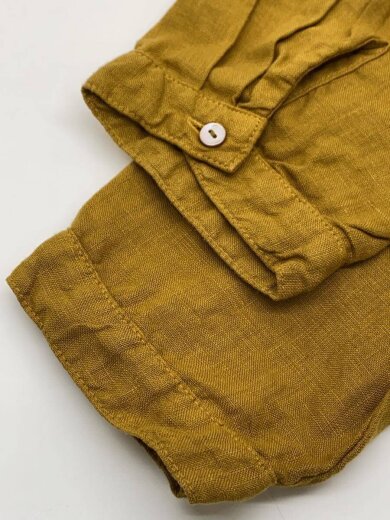 商品画像：長袖ブラウス/ギャザー/リネン/YLW/無地 5