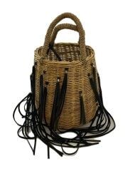 フリンジ/ハンドバッグ/カゴバッグ/ストローバッグ/ベージュ