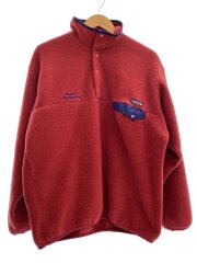 フリースジャケット/ハーフスナップ/スナップボタン/L/ポリエステル/RED