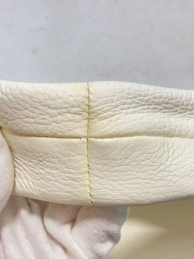 商品画像：ONE SHOULDER/ハンドバッグ/レザー/ホワイト/ハンドル部分汚れ有// 7