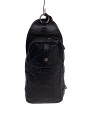 別注ショルダーバッグ/イントレチャート/編み込み/レザー/ブラック