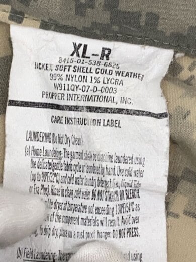 商品画像：ミリタリージャケット/XL/ナイロン/カーキ/カモフラ/8415-01-538-6825 3