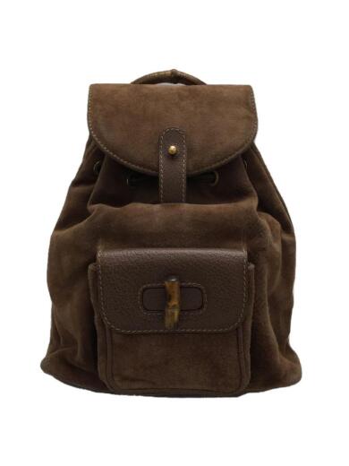 画像：GUCCIグッチ/003.1998.0030/リュック/スウェード/ブラウン/バンブー/生地スレ使用感有1