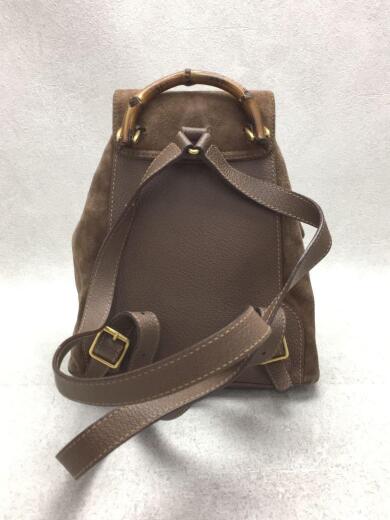 画像：GUCCIグッチ/003.1998.0030/リュック/スウェード/ブラウン/バンブー/生地スレ使用感有4