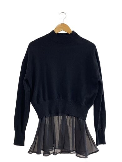 商品画像：シアー×ウールカシミヤニットトップスニット・セーター(厚手)/38/ウール/BLK/無地/531-2270 1