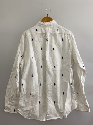 商品画像：総柄ポニー刺繍/CLASSIC FIT/左袖汚れ有/長袖シャツ/XL/コットン/WHT/総柄// 2