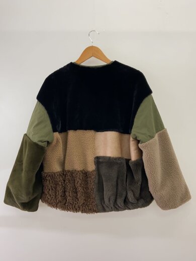 商品画像：パッチワークファージャケット/FREE/ポリエステル/BRW/600-3220013// 2