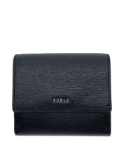 3つ折り財布/レザー/BLK