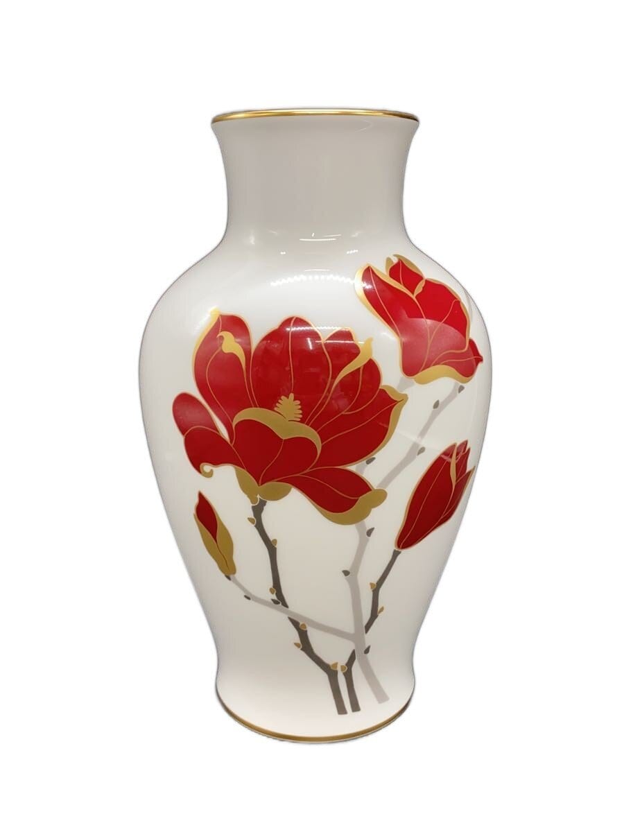 大倉陶園 / マグノリア/壷・花瓶/WHT/RED/高さ約27.5cm/本体のみ