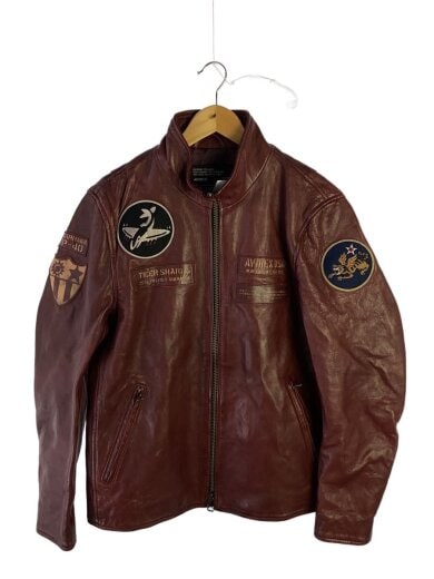 商品画像：シングルライダースジャケット/XL/羊革/BRW/プリント/783-4250012 1