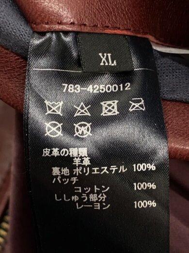 商品画像：シングルライダースジャケット/XL/羊革/BRW/プリント/783-4250012 4