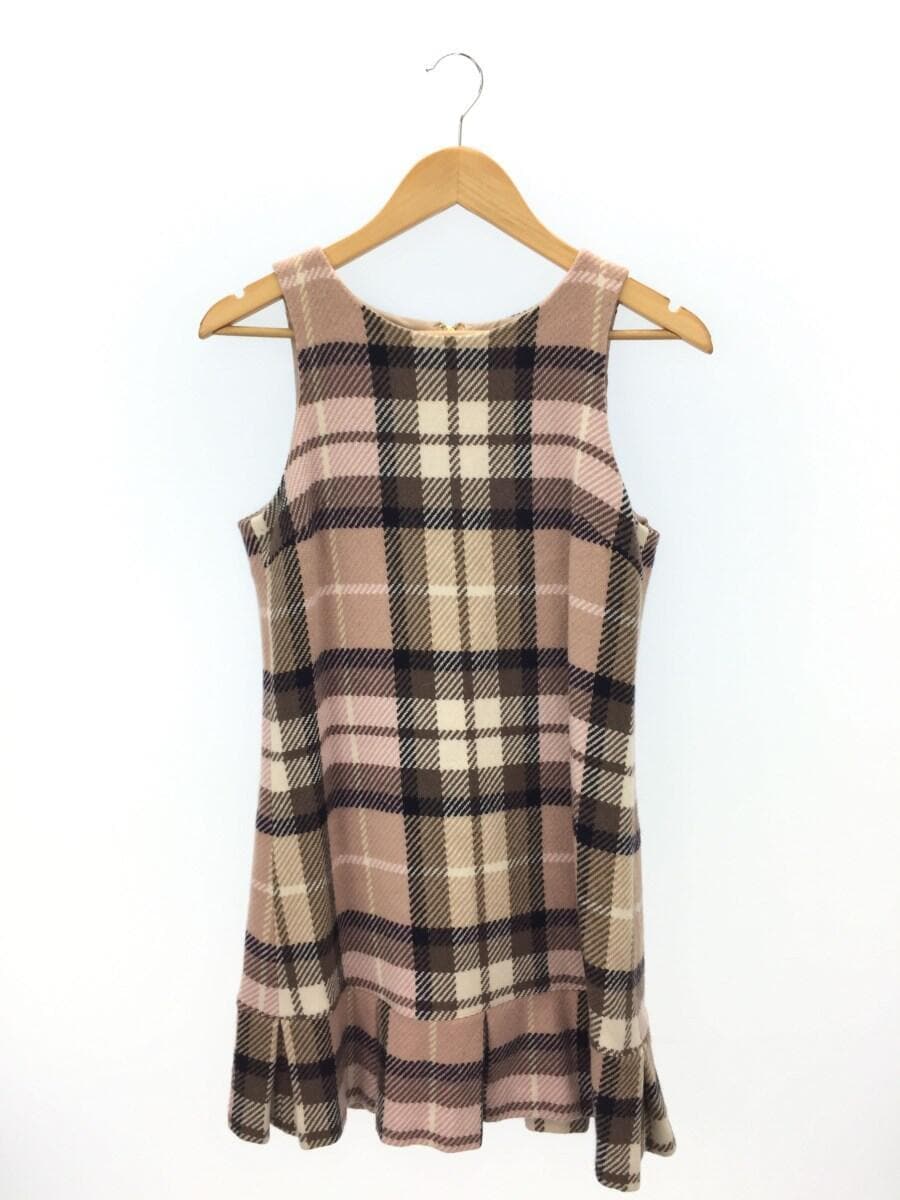 倉庫 ノースリーブワンピース 38 ウール 55j54 495 10 Pnk チェック