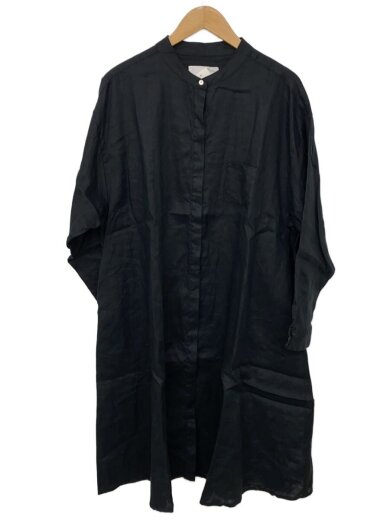 商品画像：OMEKASI/長袖ワンピース/FREE/リネン/BLK/無地/08061-ST 1