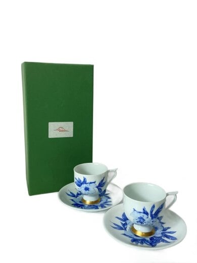 商品画像：オリエンタルブルー/ペア珈琲碗皿/カップ&ソーサー/2点セット/BLU/0944-192 1