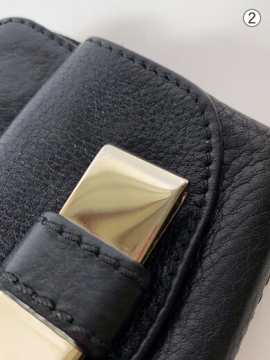 商品画像：2つ折り財布/レザー/BLK/無地/レディース 8