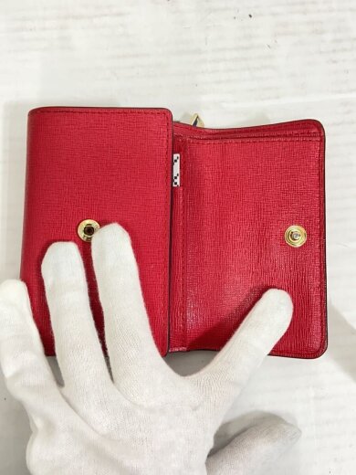 商品画像：3つ折り財布/PVC/RED/無地/レディース 5