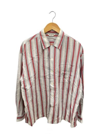 商品画像：長袖シャツ/M/コットン/GRY/ストライプ 1