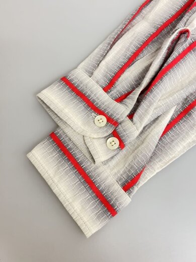 商品画像：長袖シャツ/M/コットン/GRY/ストライプ 5