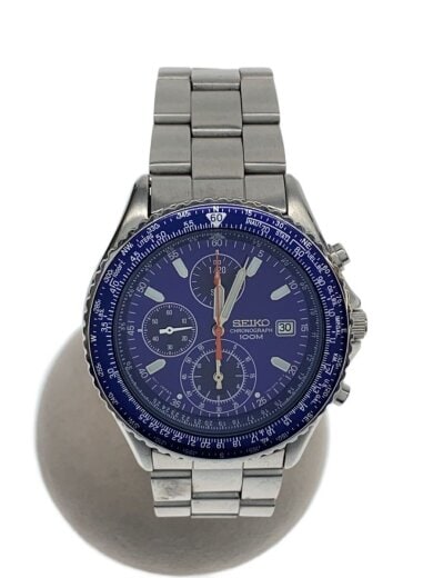 商品画像：クォーツ腕時計/アナログ/ステンレス/BLU/SLV/SS/7T92-0CF0/ジャンク品/// 1