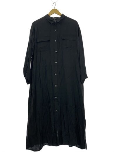 商品画像：シャツワンピース/13/レーヨン/BLK/無地/127-53012 1