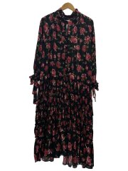 シスタージェーン/長袖ワンピース/S/ポリエステル/BLK/総柄/ブラック/花柄/リボン