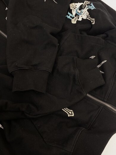 商品画像：ジップパーカー/M/コットン/BLK/総柄 6